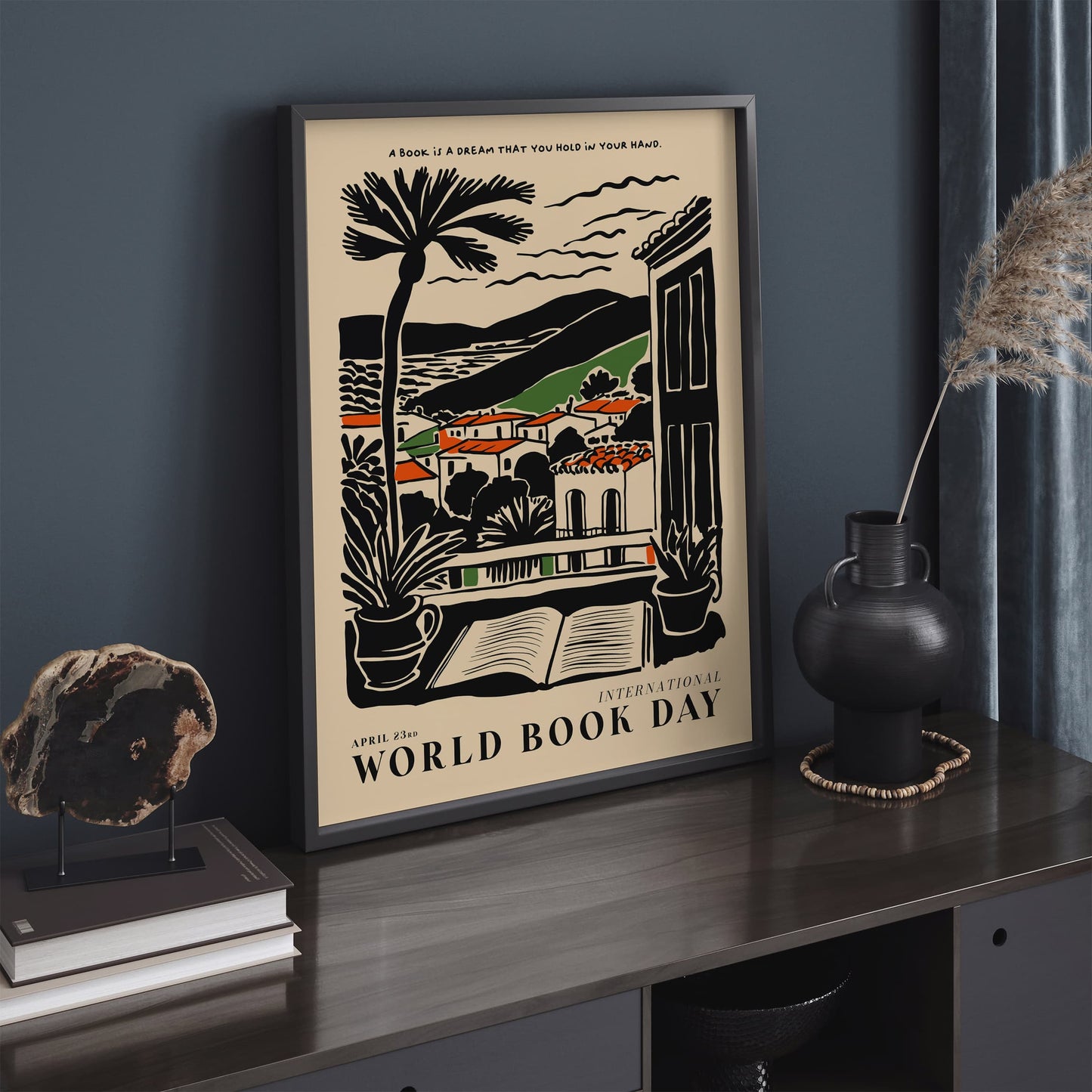 Book Day Vintage Landscape Poster