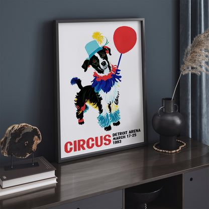 Funny Dog Detroit Arena Circus Retro Art Print