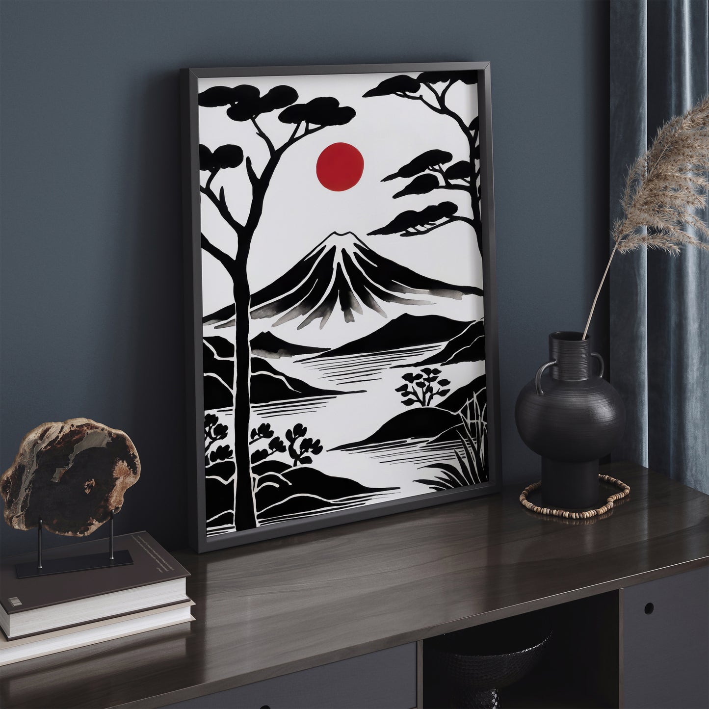 Mount Fuji BW Travel Art Print
