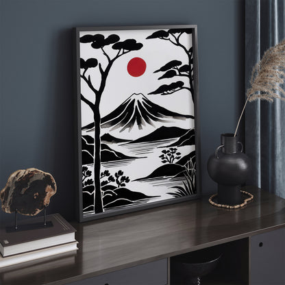 Mount Fuji BW Travel Art Print