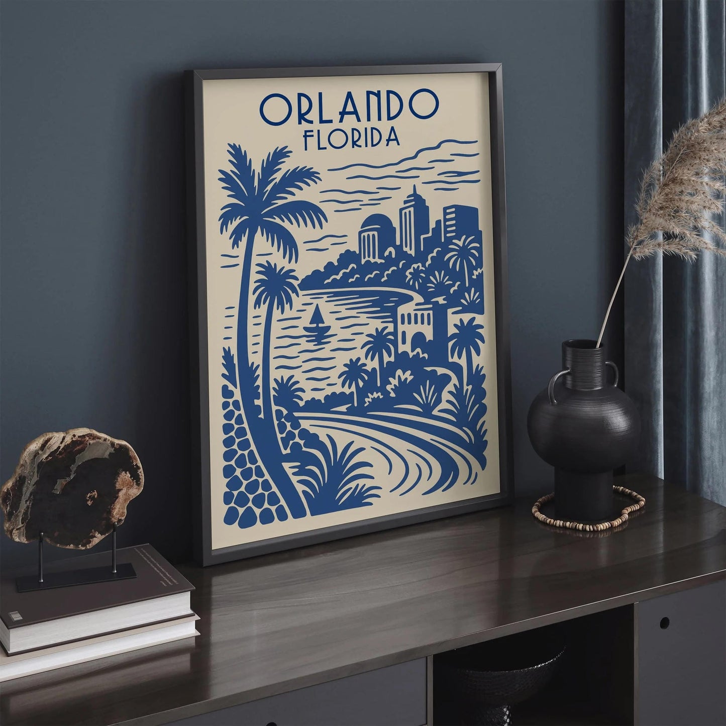 Orlando Florida Travel Blue Poster