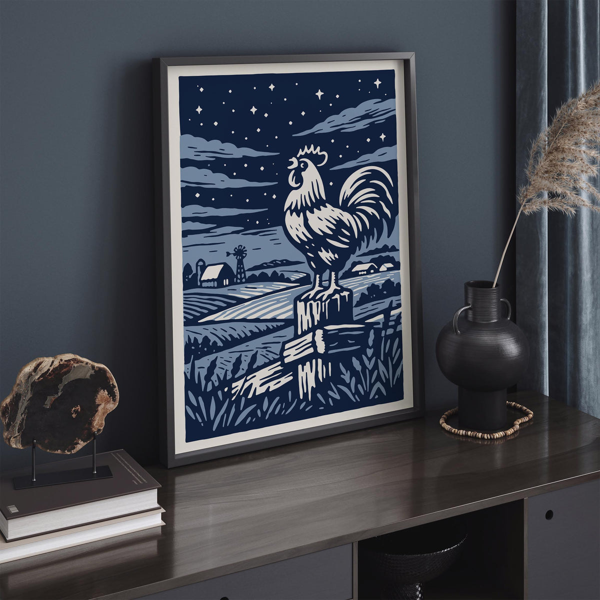 Crowing Rooster Iowa Art Poster