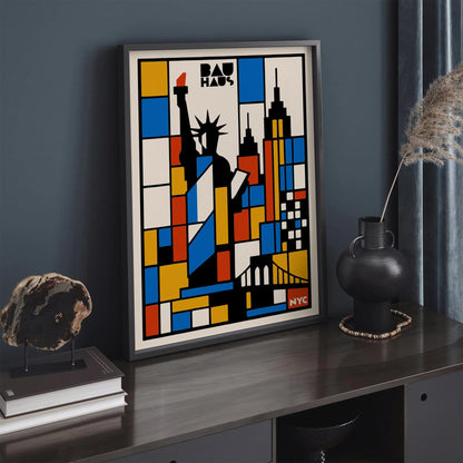 Bauhaus NYC Exhibition Poster - Retro Geometric Art Print