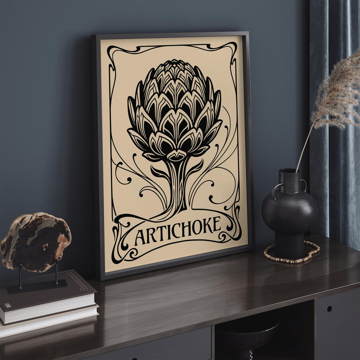 Black Vintage Artichoke Poster
