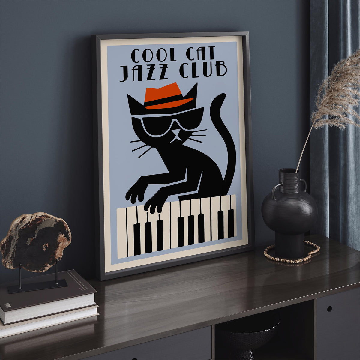 Cool Cat Jazz Club Retro Art Poster