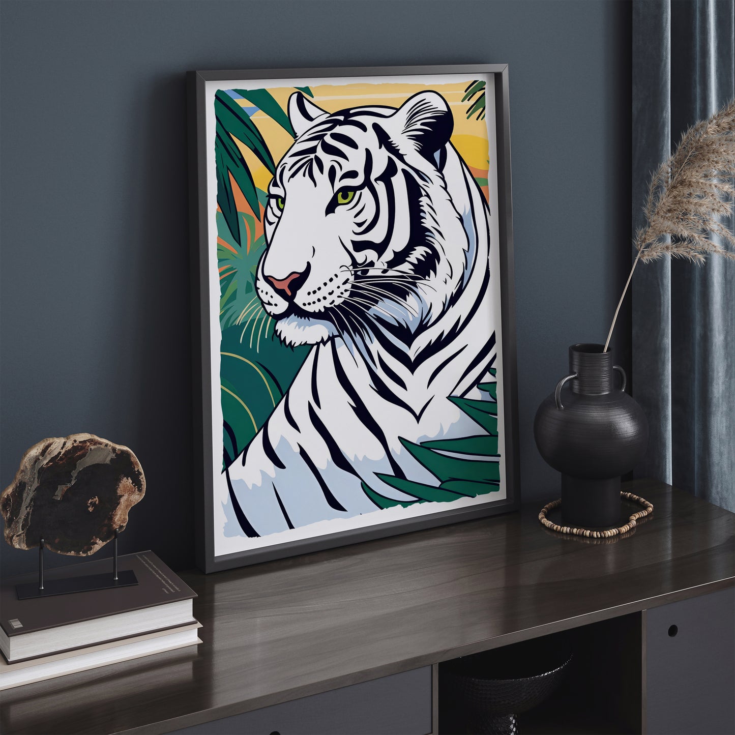 White Jungle Cat Giclee Art Print