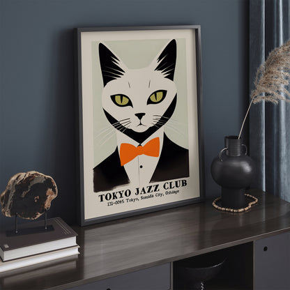 Tokyo Jazz Club Retro Cat Poster