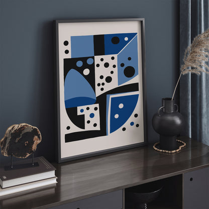 Blue Mid Century Geometric Print