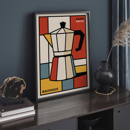 Bauhaus Cafe Berlin Poster - Retro Geometric Wall Art