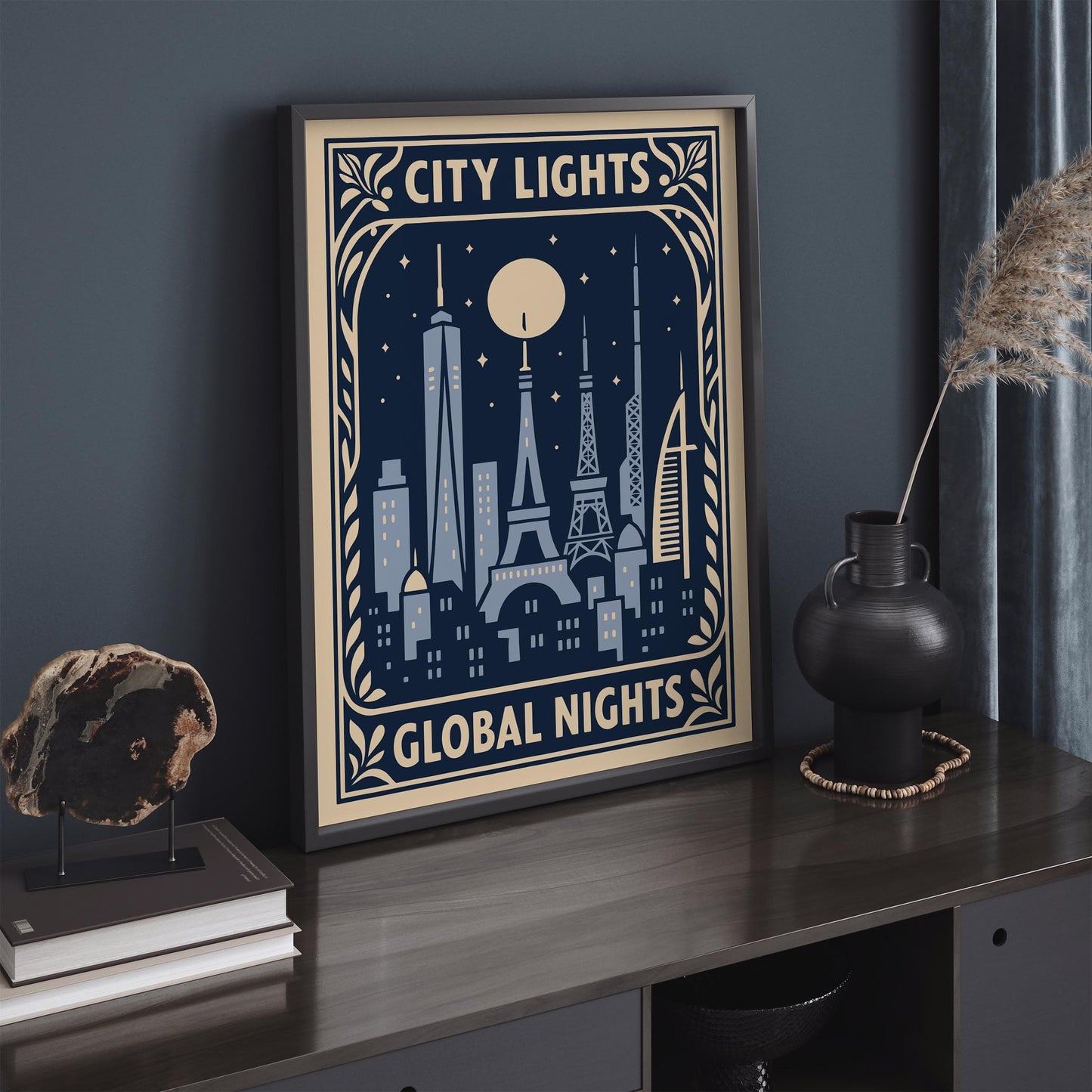 City Lights Global Nights Poster - Travel Wall Art