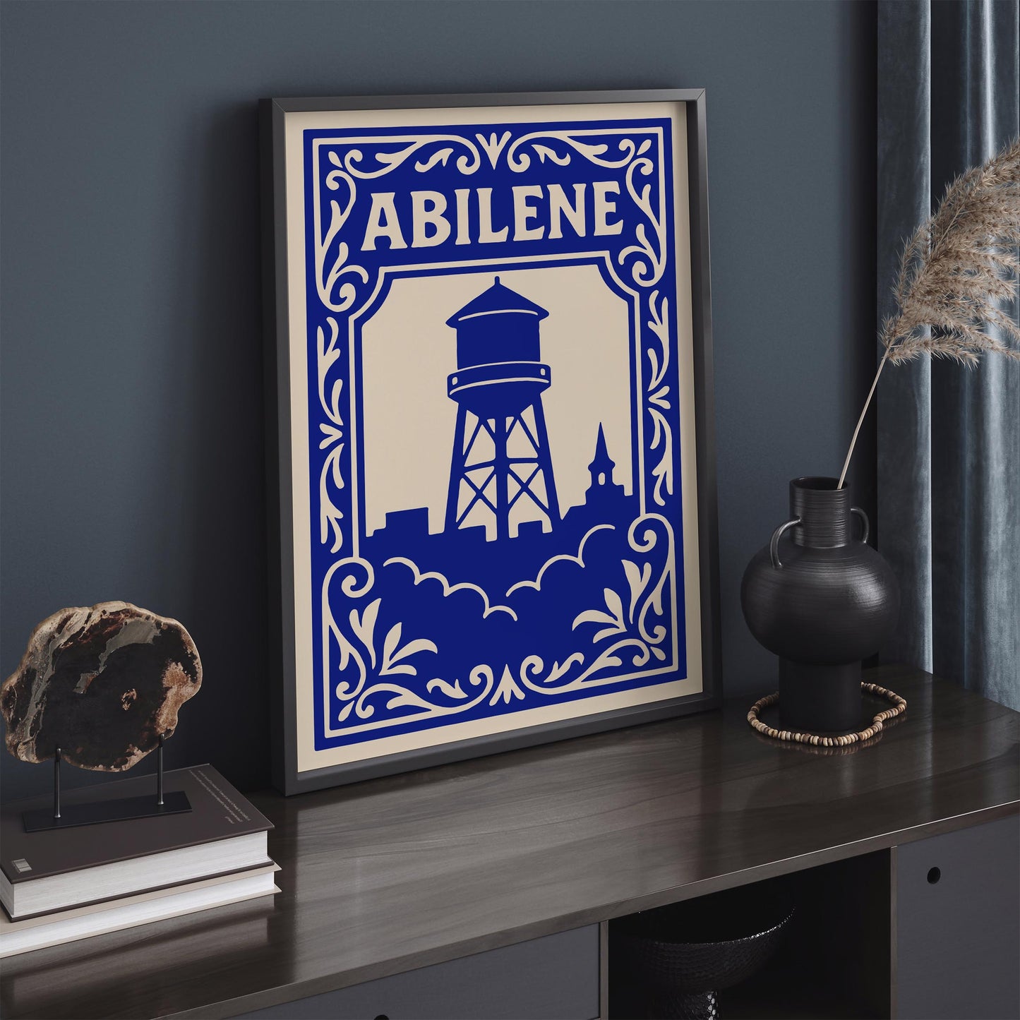 Abilene Texas Blue Cityscape Poster
