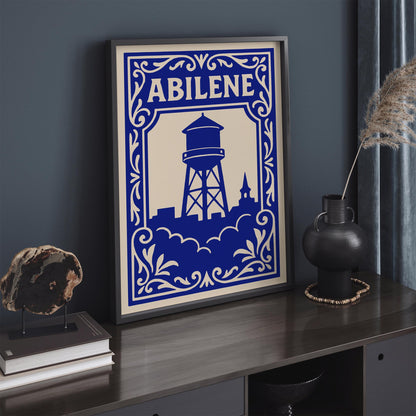 Abilene Texas Blue Cityscape Poster