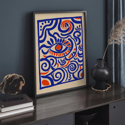 Abstract Blue Eye Print Bohemian Home Decor