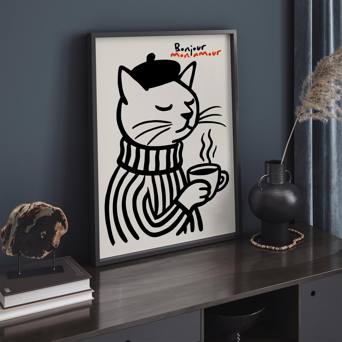 Bonjour Mon Amour Poster - French Cofffee Time Wall Art