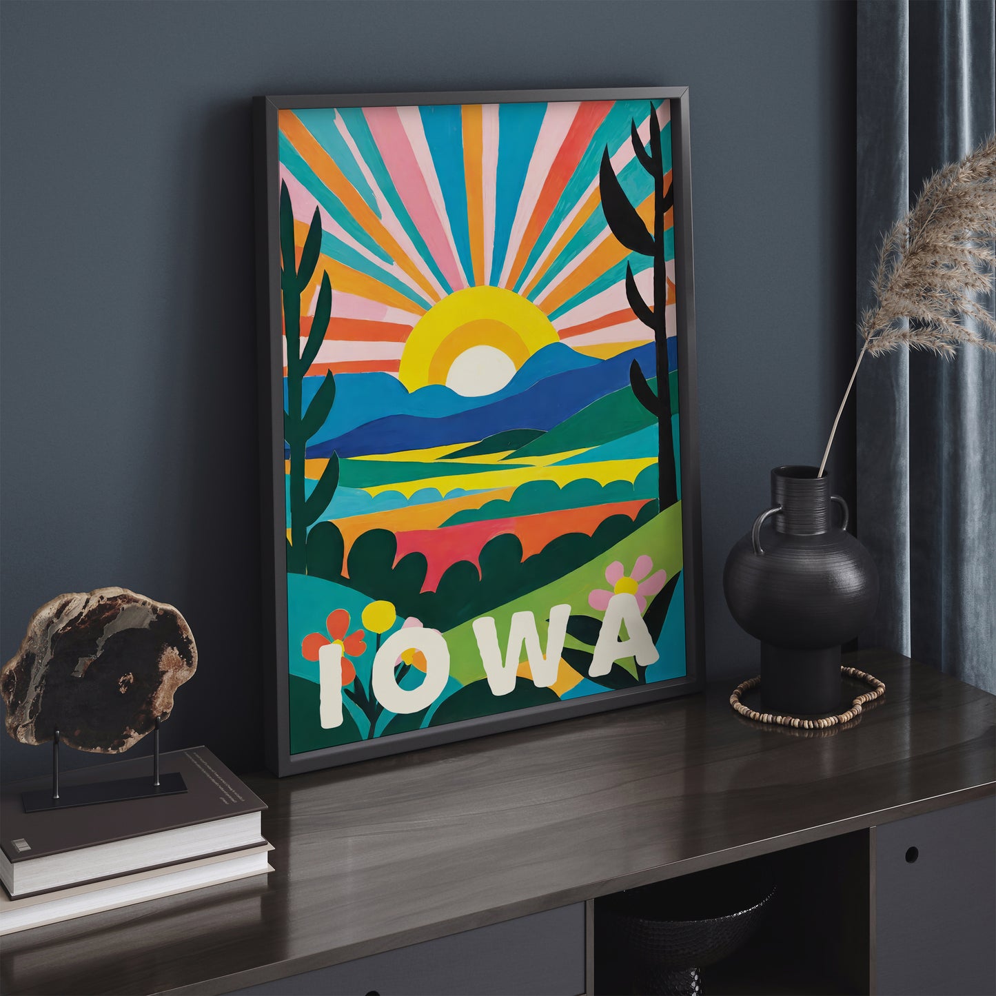 Iowa Retro Travel Poster Print