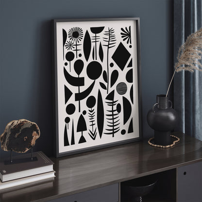 BW Abstract Folk Design Wall Art