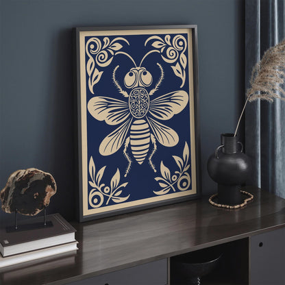 Navy Blue Fly Bug Poster