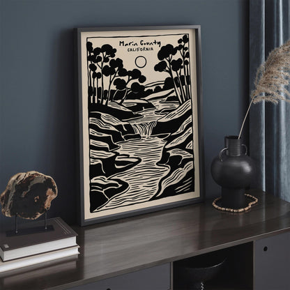 Marin County California Line Art Poster