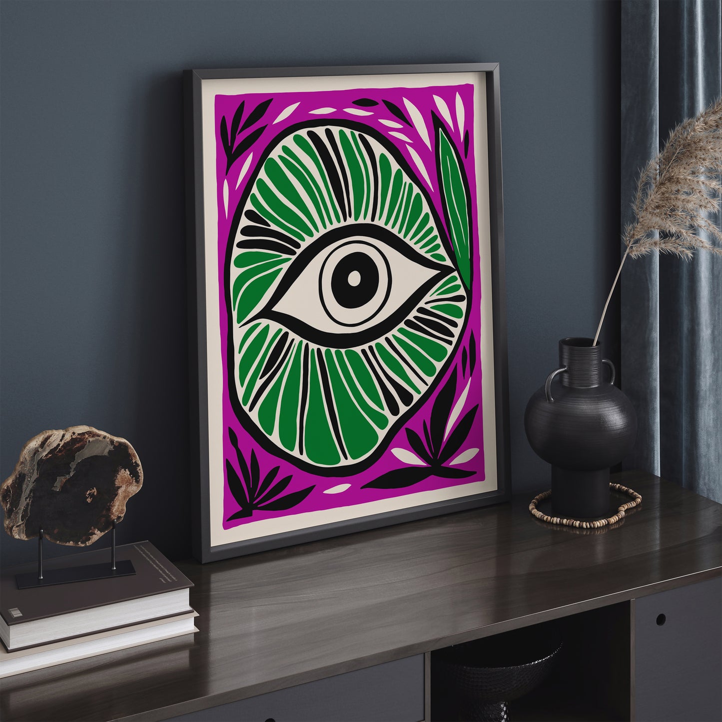 Green Eye Groovy Abstract Wall Art 2024