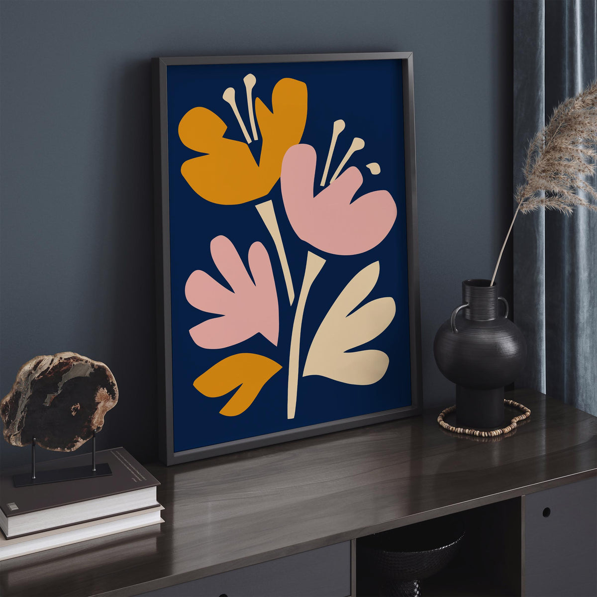 Abstract Cut Out Flowers Art Poster