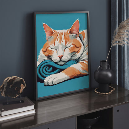 Sleepy Cat Cute Nursery Art Print