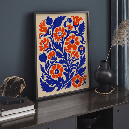 Blue Floral Poster - Elegant Botanical Wall Art