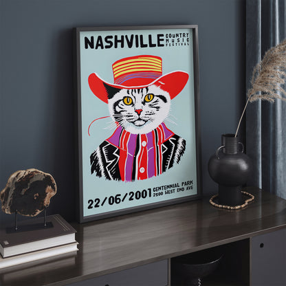 Nashville Country Music Cat Poster