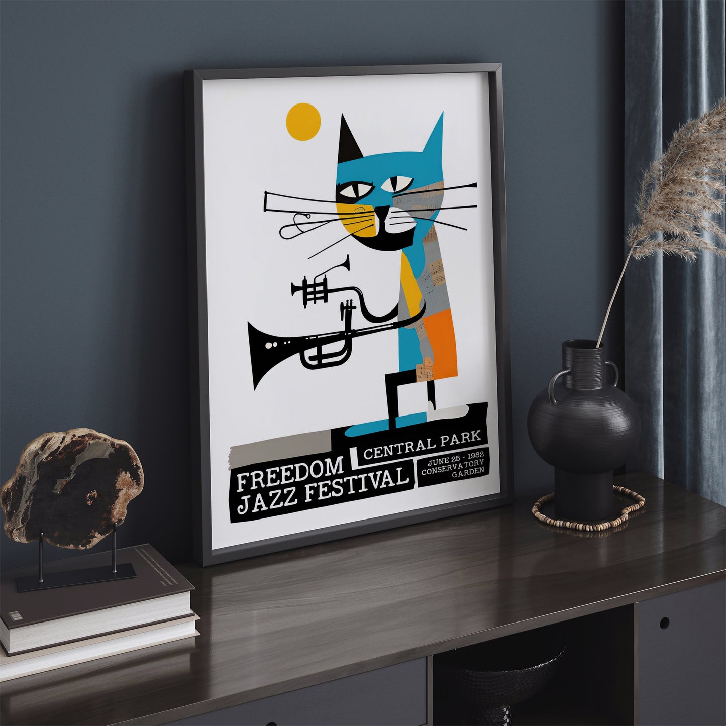 NYC Central Park Jazz Festival Cat Poster