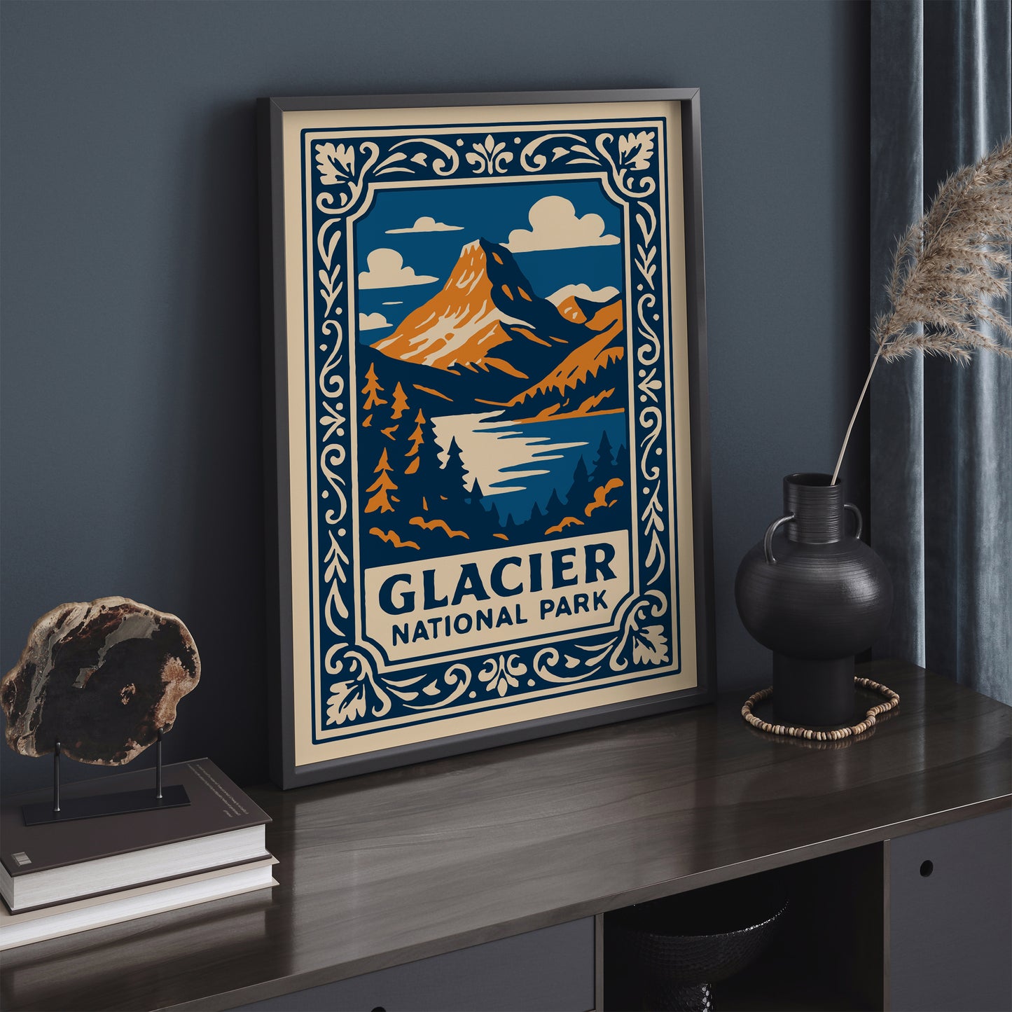 Glacier National Park Poster - Blue Landscape Art Print