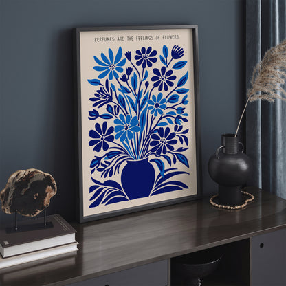 Blue Botanical Wall Art Bathroom Decor