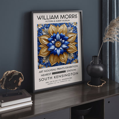 William Morris Blue Gold Floral Poster