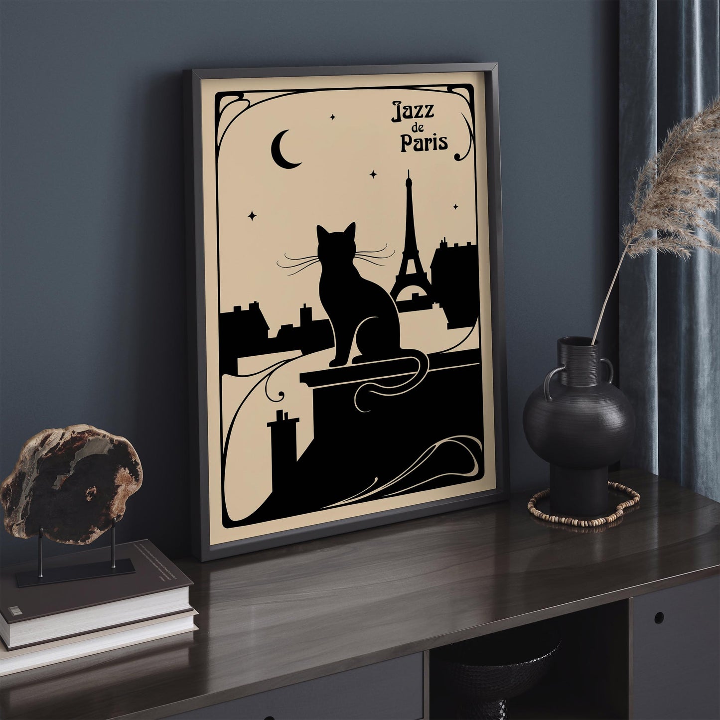 Vintage Jazz de Paris Poster – Music Cat Wall Art Print