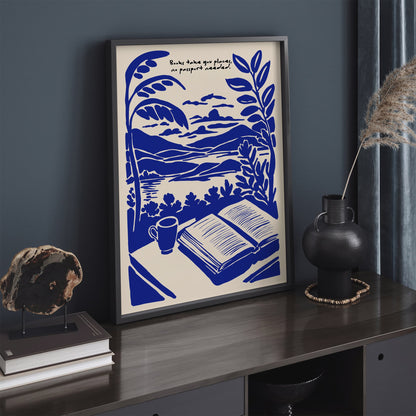 Books Take You Places Poster - Blue Reading Wall Art