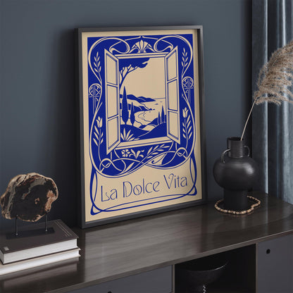 Blue La Dolce Vita Poster