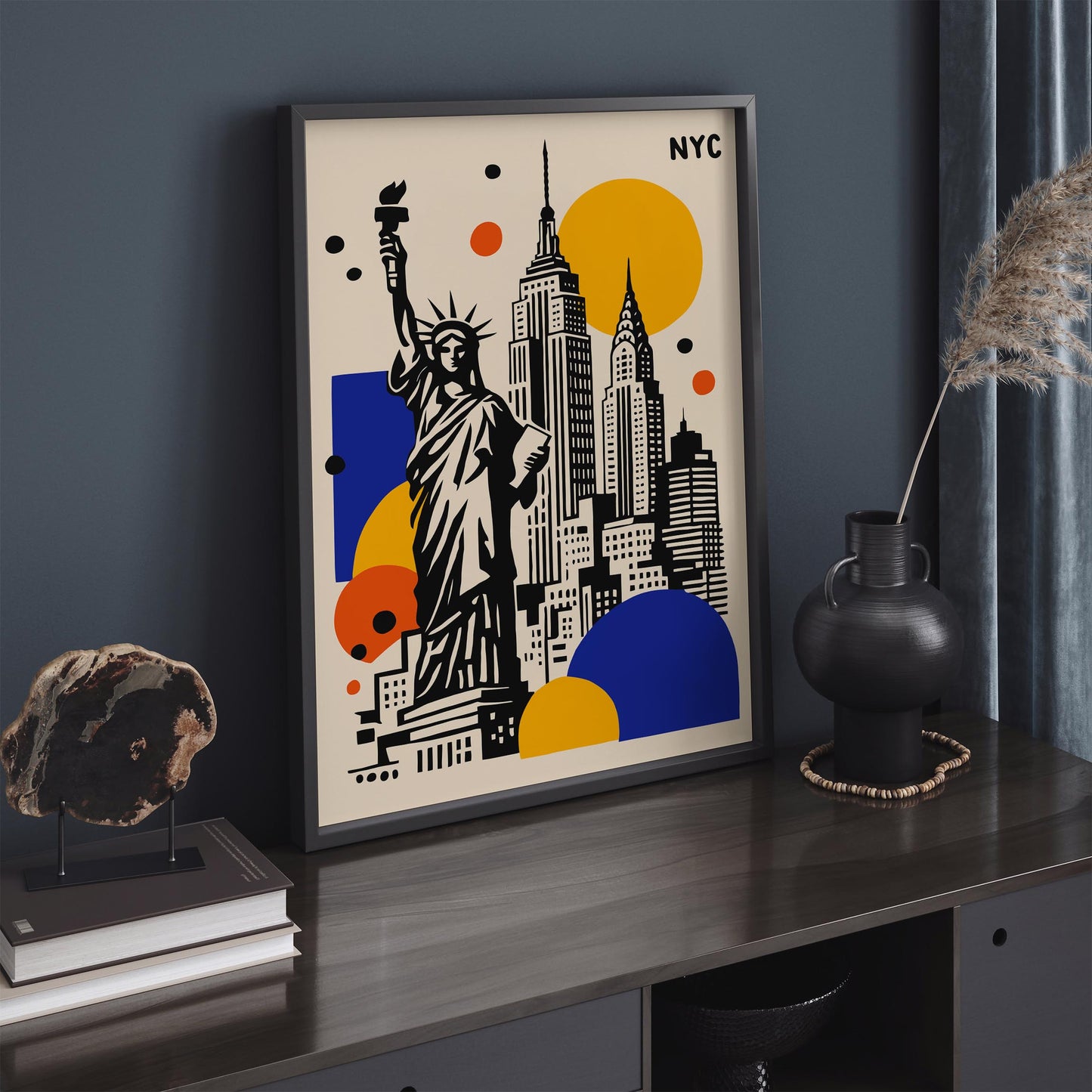 NYC Travel Poster – Modern Cityscape Wall Art Print