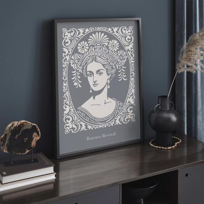 Rococo Revival Gray Woman Portrait Poster