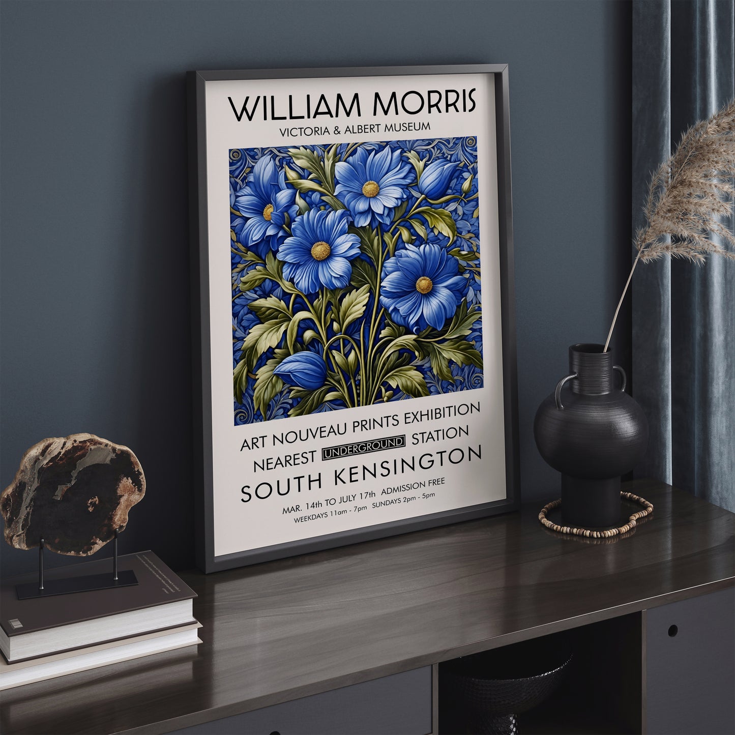 William Morris Blue Floral Poster