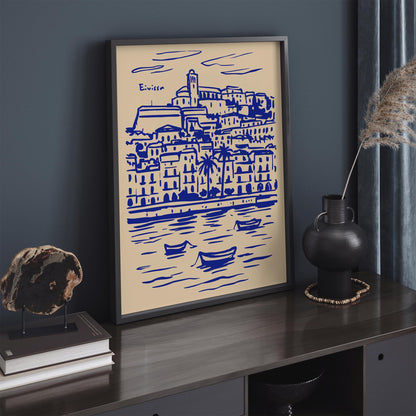 Ibiza Spain Blue Cityscape Travel Poster