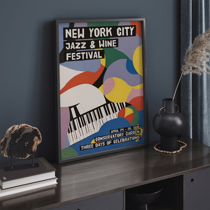 Jazz & Wine Festival New York City Retro Print