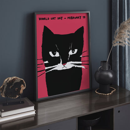 World Cat Day Retro Poster