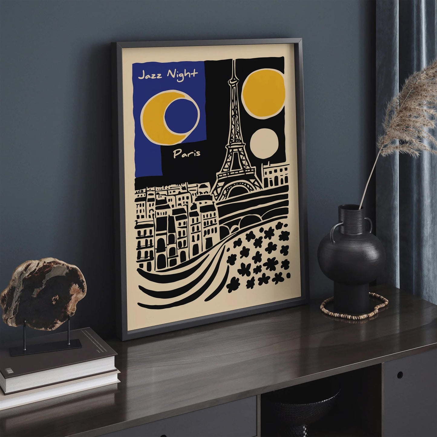Retro Jazz Night Paris Poster – Music Wall Art