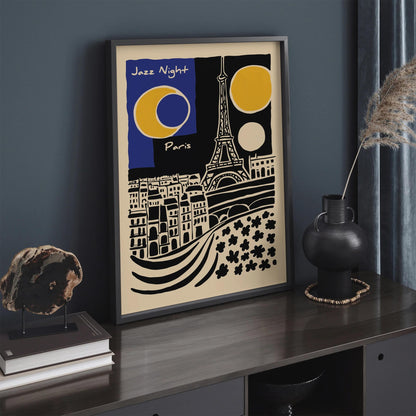 Retro Jazz Night Paris Poster – Music Wall Art