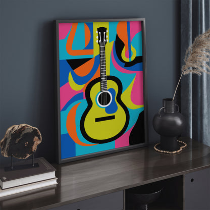 Modern Guitar Colorful Poster