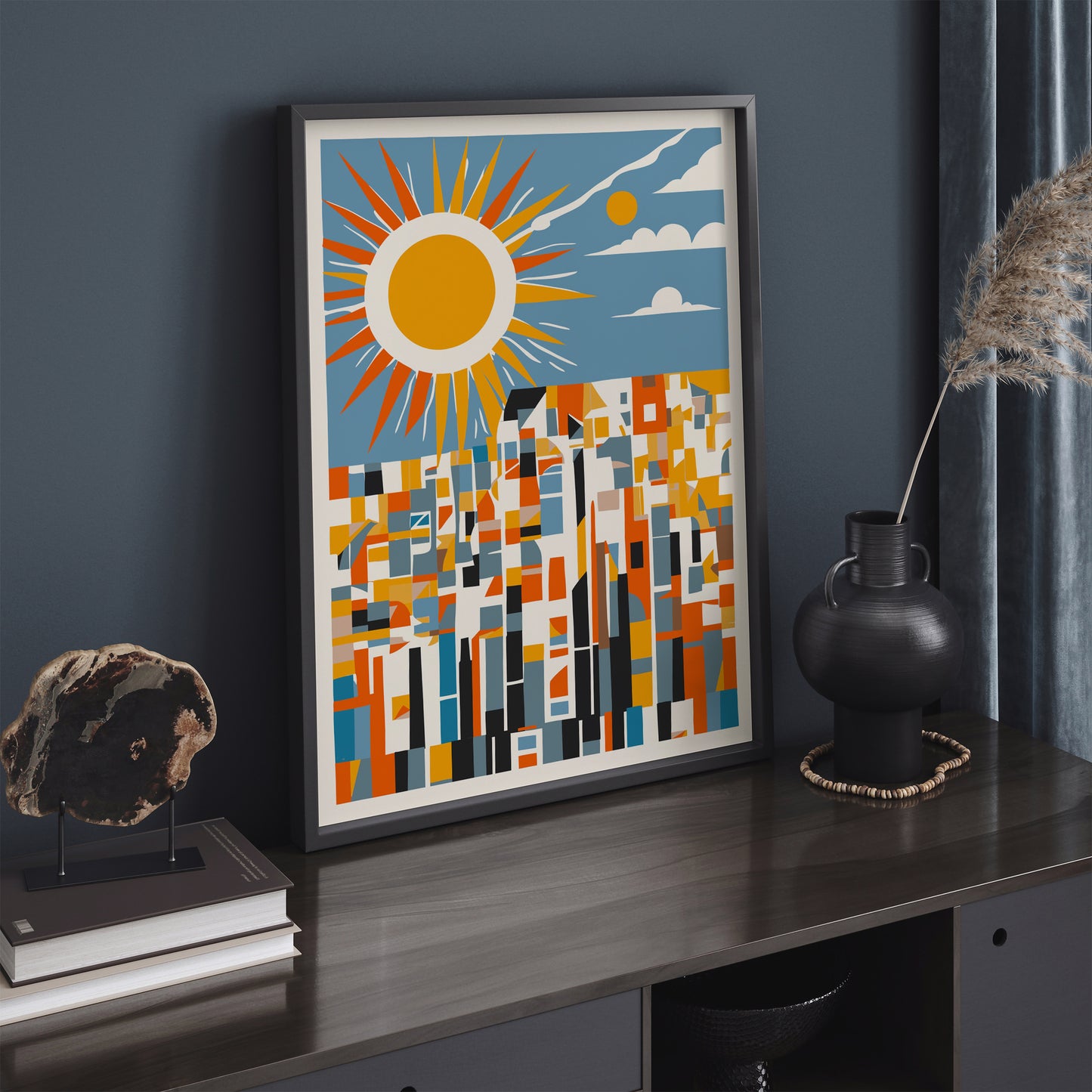 Mid-Century Modern Sun Collage Poster