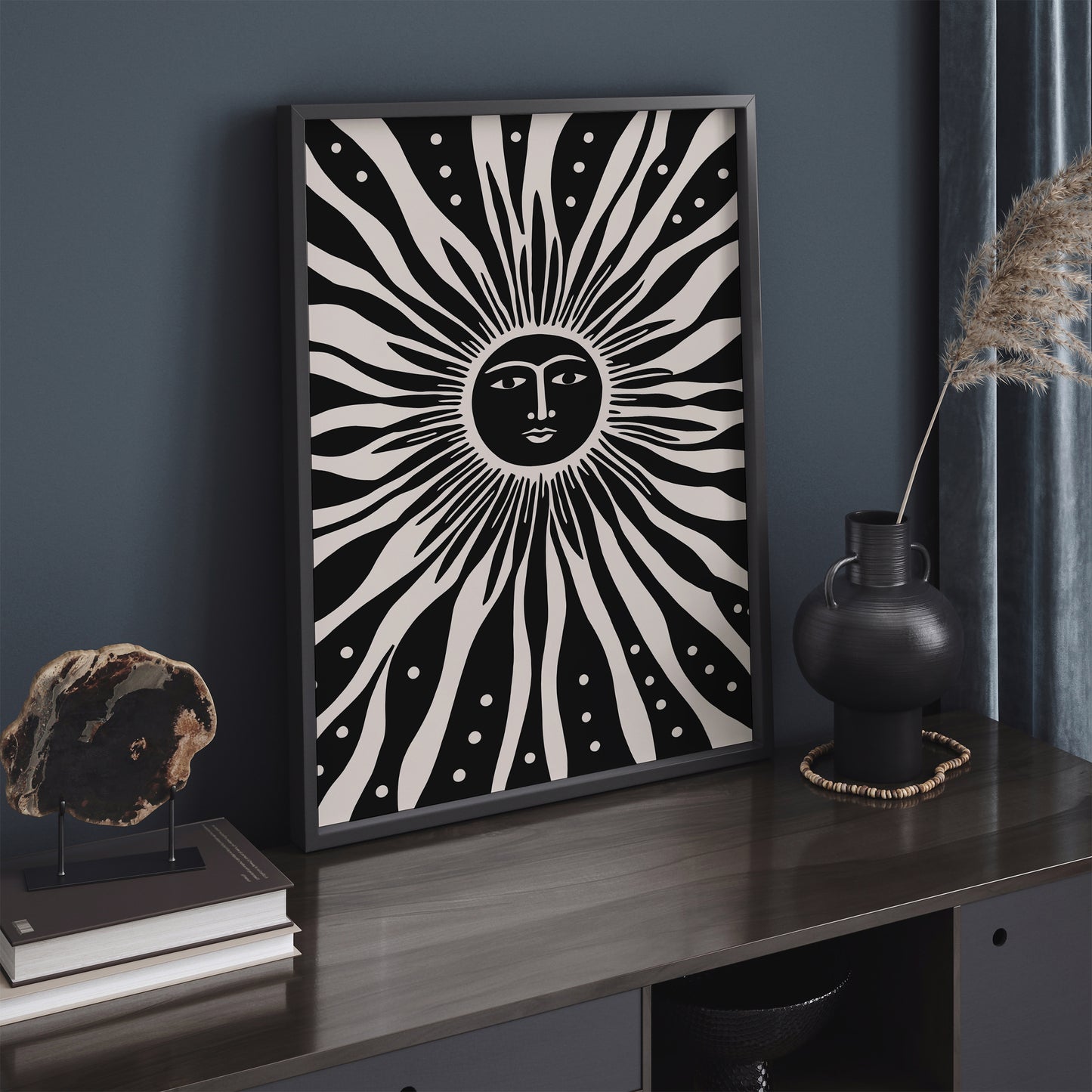 Black Sun Art Print Farmhouse Decor