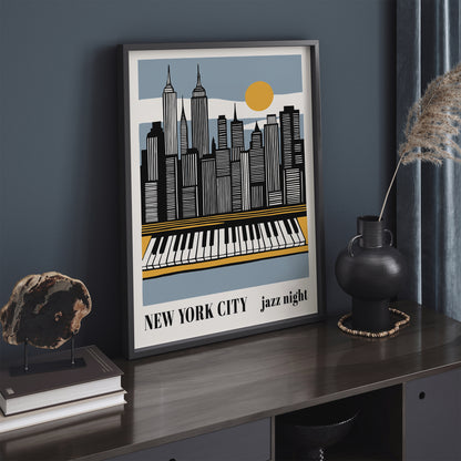 New York City Jazz Night Music Poster