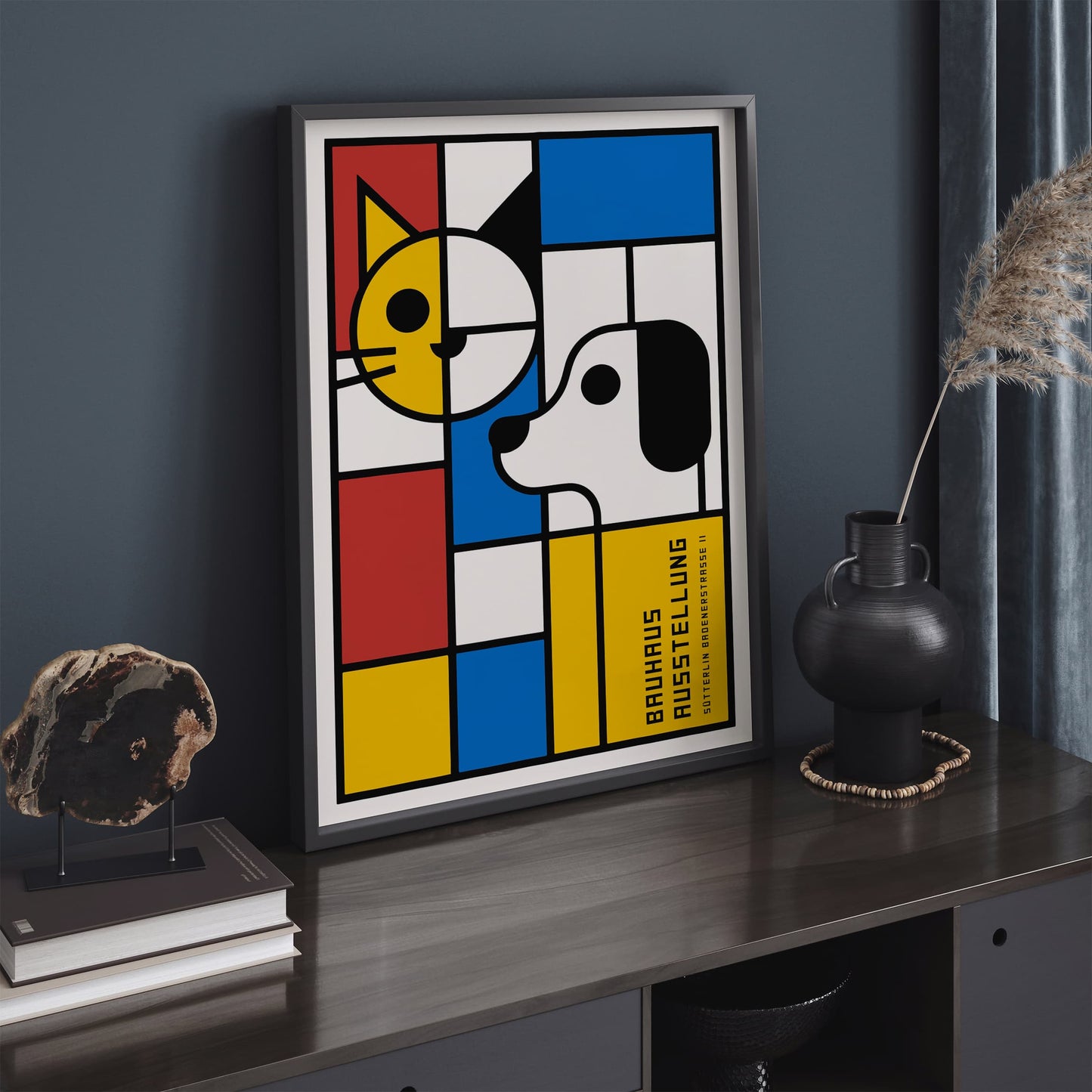 Bauhaus Ausstellung Modern Cat & Dog Art Print