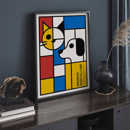 Bauhaus Ausstellung Modern Cat & Dog Art Print