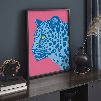 Blue Panther Artistic Wall Art Print