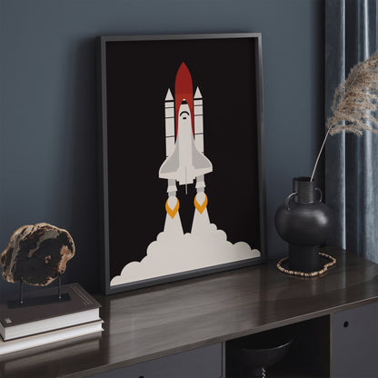 Space Shuttle Modern Black Poster